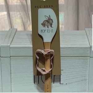 RAE DUNN HOP TO IT SPATULA AND CHICK COOKIE CUTTER